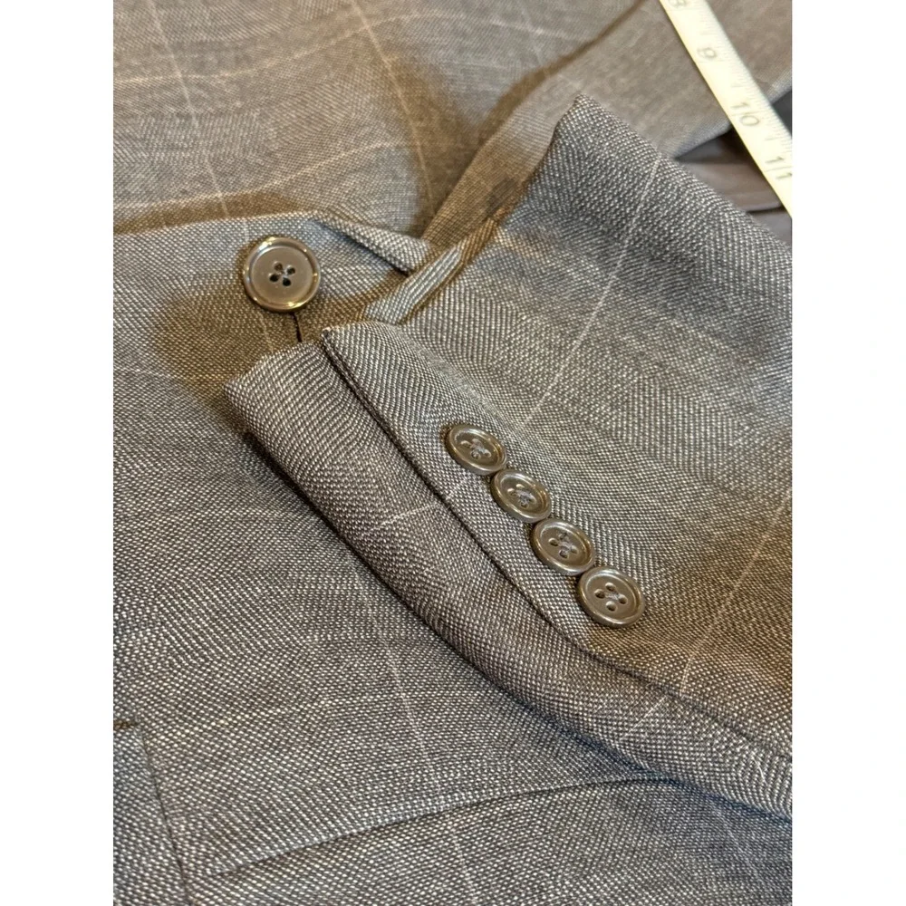 Christian‎ Dior Monsieur Grey Windowpane Pure Virgin Wool Blazer Sport Coat Mens